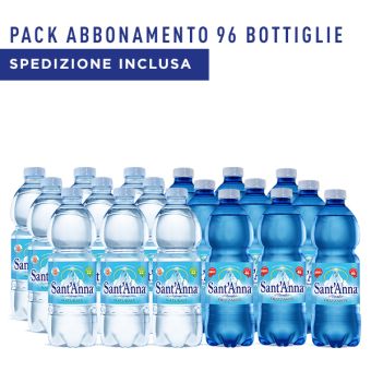 Acqua Sant'Anna 0,5L Pack Abbonamento 96 bottiglie Mix Naturale e Frizzante
