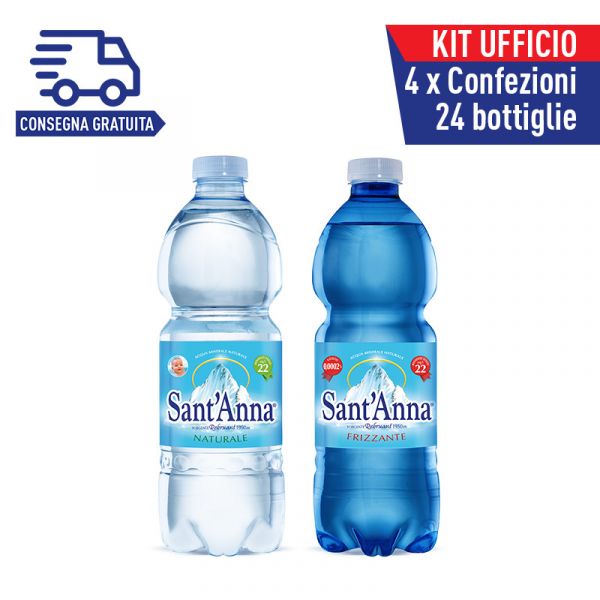 Kit ufficio Acqua Sant'Anna 0,5L Mix naturale e frizzante