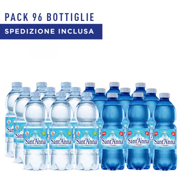 Acqua Sant'Anna 0,5L Pack 96 bottiglie Mix Naturale e Frizzante